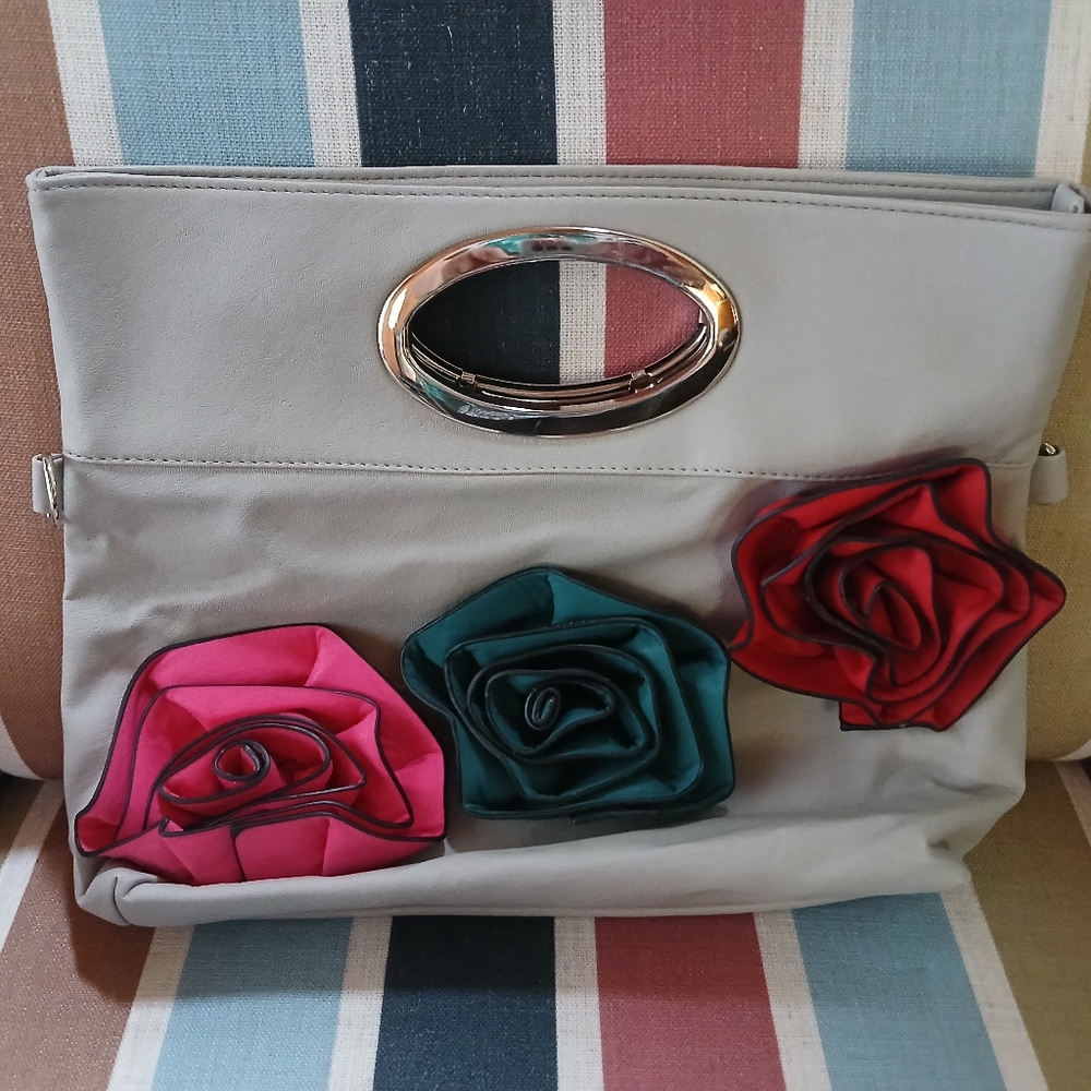 Floral Rosettes Purse Handbag Convertible Straps